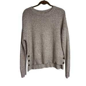 Joie Women’s Medium Heathered Knit Sweater Tan Beige Brown Button Detail